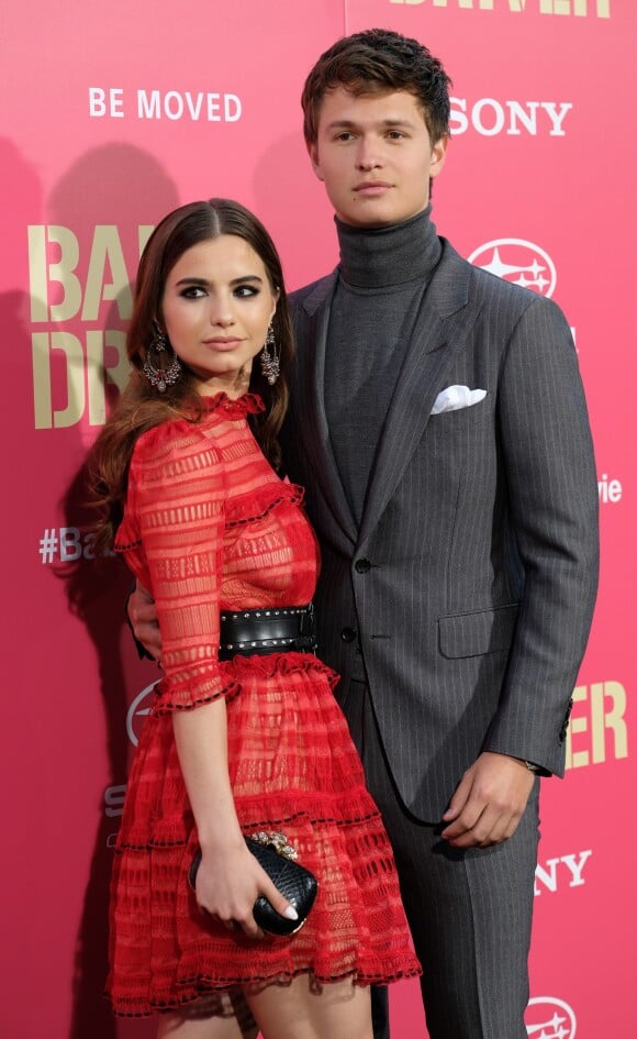 Ansel Elgort et sa compagne Violetta Komyshan - Les célébrités arrivent à la première de 'Baby Driver' à Los Angeles le 14 juin 2017.