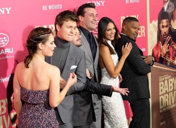 Lily James, Ansel Elgort, Jon Hamm, Eiza Gonzales, Jamie Foxx - Les célébrités arrivent à la première de 'Baby Driver' à Los Angeles le 14 juin 2017.