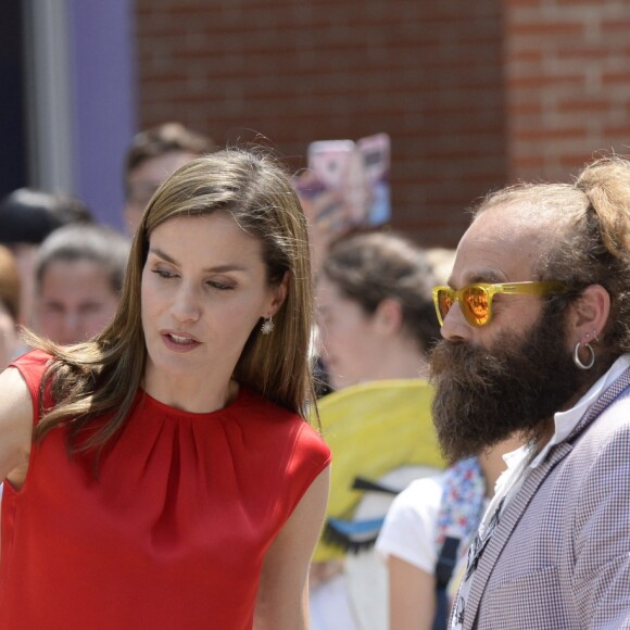 La reine Letizia d'Espagne en principauté des Asturies le 20 juin 2017 dans le cadre du programme pédagogique Toma La Palabra.