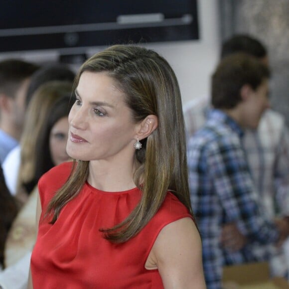 La reine Letizia d'Espagne en principauté des Asturies le 20 juin 2017 dans le cadre du programme pédagogique Toma La Palabra.