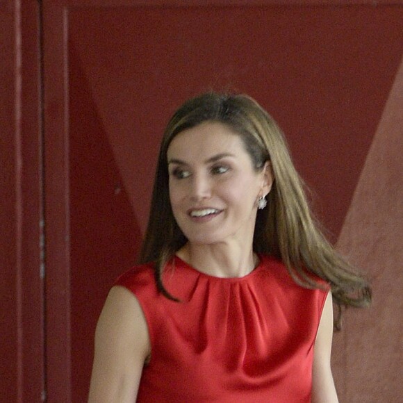 La reine Letizia d'Espagne en principauté des Asturies le 20 juin 2017 dans le cadre du programme pédagogique Toma La Palabra.