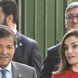 La reine Letizia d'Espagne en principauté des Asturies le 20 juin 2017 dans le cadre du programme pédagogique Toma La Palabra.