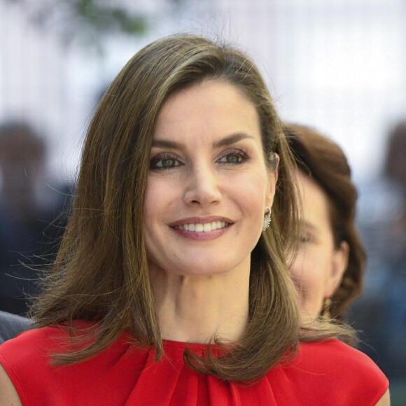 La reine Letizia d'Espagne en principauté des Asturies le 20 juin 2017 dans le cadre du programme pédagogique Toma La Palabra.