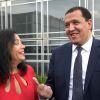 Exclusif - Sylvana Lorenz et l'imam de Drancy Hassen Chalghoumi - Soirée de l'association des journalistes Niçois de Paris, sur la terrasse du restaurant Noura à l'Institut du Monde Arabe, le 27 juin 2017. © Didier Sabardin/Bestimage