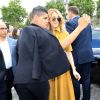 Céline Dion quitte l'hôtel Royal Monceau et se rend à l'Hôtel des Invalides, pour assister au défilé Christian Dior. Paris, le 3 juillet 2017.