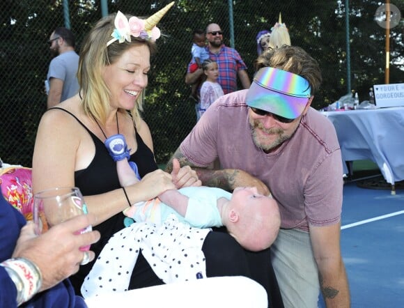 Tori Spelling fête le 9e anniversaire de sa fille Stella, sur le thème licorne, à Los Angeles, le 1er juillet 2017