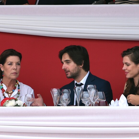 Semi-Exclusif - La princesse Caroline de Hanovre, Dimitri Rassam, Charlotte Casiraghi et Carlos Torretta le 24 juin 2017 à la soirée de gala du Jumping de Monaco, étape du Longines Global Champions Tour. © Bruno Bebert / Bestimage