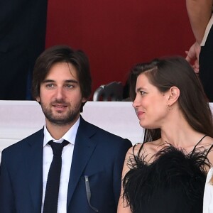 Semi-Exclusif - La princesse Caroline de Hanovre, Dimitri Rassam et sa compagne Charlotte Casiraghi, Marta Ortega et son compagnon Carlos Torretta le 24 juin 2017 lors de la soirée de gala du Jumping de Monaco, étape du Longines Global Champions Tour. © Bruno Bebert / Bestimage