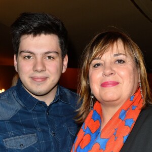 Semi-exclusif - Michèle Bernier et son fils Enzo Gaccio à la générale de la pièce "La récompense" au Théatre Edouard 7 à Paris le 24 avril 2017. © Coadic Guirec/Bestimage