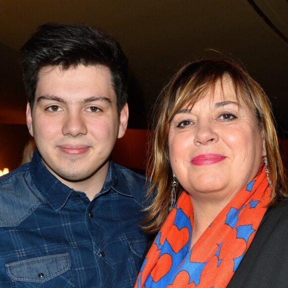 Semi-exclusif - Michèle Bernier et son fils Enzo Gaccio à la générale de la pièce "La récompense" au Théatre Edouard 7 à Paris le 24 avril 2017. © Coadic Guirec/Bestimage