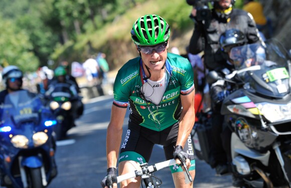 Team Europcar's Thomas Voeckler rides the final climb of the day the Col de Vizavonna in the Corsican mountains during the Tour de France Stage 2, Bastia to Ajaccio in Corsica, France on June 30, 2013. Photo by Pete Goding/PA Photos/ABACAPRESS.COM01/07/2013 - Corsica