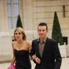 Thomas Voeckler et sa femme Julie au palais de l'Elysée le 24 juillet 2011.
