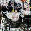 La princesse Victoria de Suède lors d'un cortège à l'occasion de son 40ème anniversaire en assistant à une messe en compagnie de son mari, le prince Daniel et de leur fille, la princesse Estelle au palais Royal de Stockholm en Suède, le 14 juillet 2017.