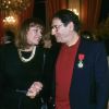Robert Hossein et Michelle Mercier en 1990 à Paris