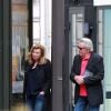 Exclusif - Alain Delon et Valérie Trierweiler sortent du restaurant "Le Berkeley" à Paris le 1er juillet 2017.