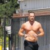 Exclusif - Gabriel Aubry fait son jogging torse nu à Los Angeles, le 22 avril 2017.