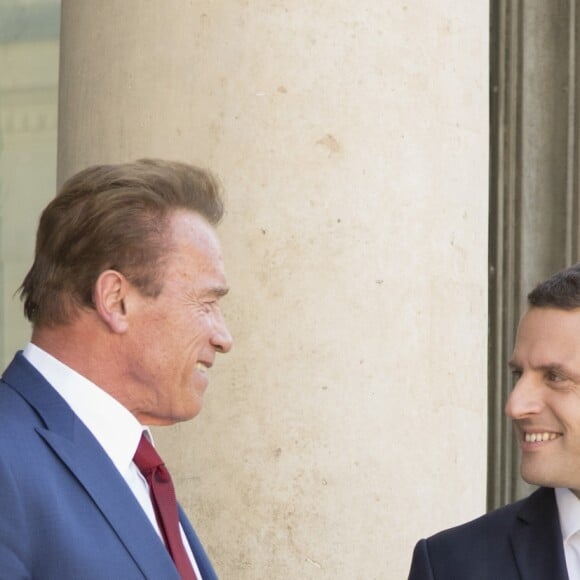 Le président de la République française a reçu l'ancien gouverneur de Californie et acteur rnold Schwarzenegger au palais l'Elysée à Paris, le 23 juin 2017. © Pierre Perusseau/Bestimage