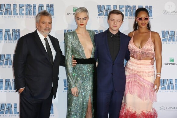 Luc Besson, Cara Delevingne, Dane DeHaan et Rihanna - Avant-première du film "Valérian et la Cité des mille planètes" de L. Besson à la Cité du Cinéma à Saint-Denis, le 25 juillet 2017.