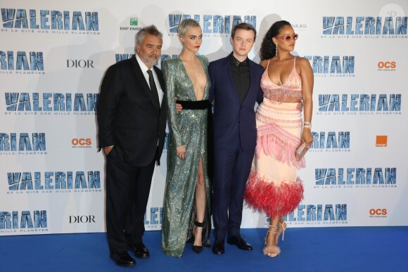 Luc Besson, Cara Delevingne, Dane DeHaan et Rihanna - Avant-première du film "Valérian et la Cité des mille planètes" de L. Besson à la Cité du Cinéma à Saint-Denis, le 25 juillet 2017.
