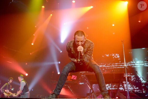 Chester Bennington de Linkin Park en juin 2012 lors d'un concert du groupe à Berlin.