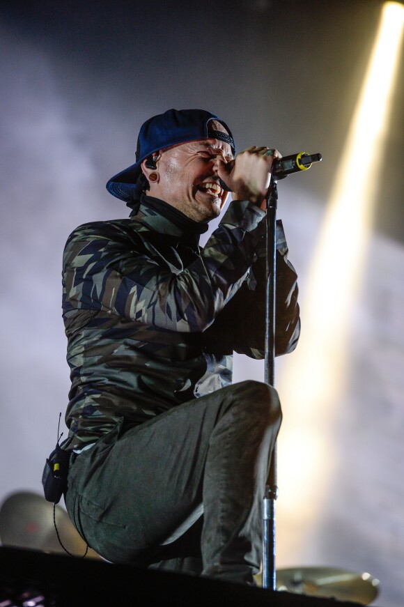 Chester Bennington de Linkin Park le 25 juin 2017 lors d'un concert du groupe dans un festival en Allemagne.