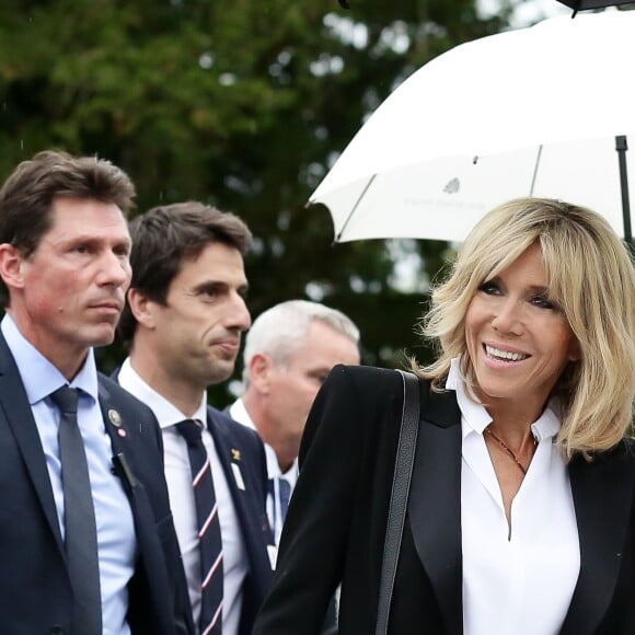 Brigitte Macron (Trogneux) au Musée olympique à Lausanne, le 10 juillet 2017, à l'occasion de la présentation de la candidature de Paris pour les Jeux Olympiques et Paralympiques 2024. © Stéphane Lemouton/Bestimage