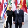 Le Président français Emmanuel Macron et sa femme la première dame Brigitte Macron arrivent au concert de la Neuvième Symphonie de Beethoven à l'Elbphilharmonie de Hamburg, Allemagne, le 7 juillet 2017. © Future-Image/Zuma Press/Bestimage