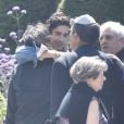 Exclusif - Simon Ghrenassia et son grand-père Enrico Macias - Obsèques de l'agent artistique Charley Marouani au cimetière nouveau de Neuilly-sur-Seine le 3 août 2017