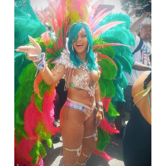 Photo de Rihanna à la parade du festival Crop Over 2017, à la Barbade. Août 2017.