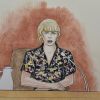 Dessins d'illustrations du procès en cours de Taylor Swift contre D.Mueller à Denver le 10 août 2017.