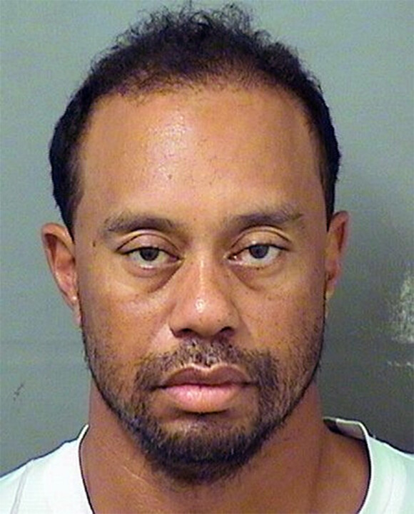 Mugshot de Tiger Woods, qui a été arrêté pour DUI (Driving Under Influence) au volant de sa voiture lors d'un contrôle routier à Jupiter en Floride, le 29 mai 2017.