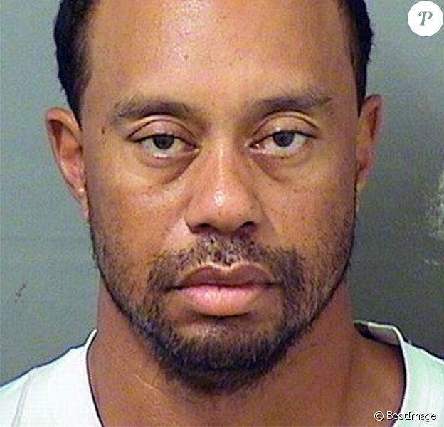 Mugshot de Tiger Woods, qui a été arrêté pour DUI (Driving Under Influence) au volant de sa voiture lors d'un contrôle routier à Jupiter en Floride, le 29 mai 2017.