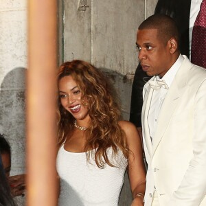 Beyoncé et son mari Jay-Z à la fête du mariage de Solange Knowles et Alan Ferguson sur le thème de "Mardi Gras" dans le quartier français de la Nouvelle-Orléans, le 16 novembre 2014.