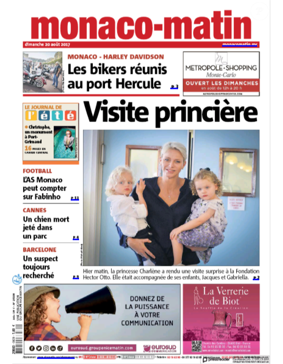 La princesse Charlene de Monaco et ses enfants le prince héréditaire Jacques et la princesse Gabriella ont rendu visite aux personnes âgées de la Fondation Hector Otto le 19 août 2017. Des moments privilégiés auxquels a assisté le quotidien Monaco Matin.