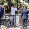 Amal et George Clooney quittent leur hôtel à Venise avec leurs jumeaux Ella et Alexander, le 03 septembre 2017