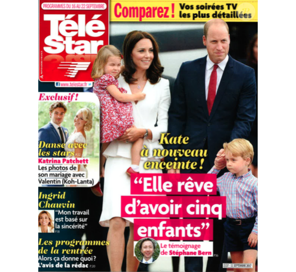 Magazine "Télé Star" en kiosques le 11 septembre 2017.