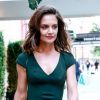 Katie Holmes, très souriante, se promène dans les rues de New York, à l'occasion de la fashion week. Le 7 septembre 2017
