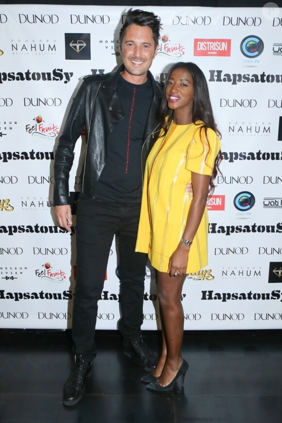 Exclusif - Vincent Cerutti et sa compagne Hapsatou Sy à la soirée de lancement du livre d'Hapsatou Sy "Partie de rien" aux éditions Dunod au showroom d'Hapsatou Sy. Paris, le 08 Juin 2017. © Marc Ausset Lacroix-CVS/Bestimage