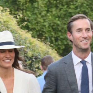 Pippa Middleton et son mari James Matthews à la sortie de Wimbledon à Londres, le 14 juillet 2017