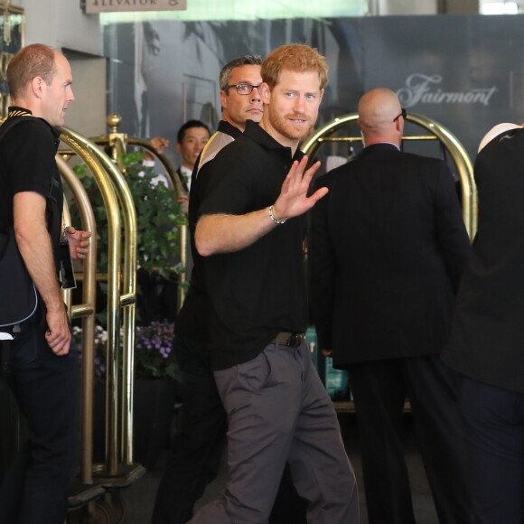 Exclusif - Le prince Harry à la sortie de son hôtel lors de la troisième édition des Invictus Games à Toronto, Ontario, Canada, le 24 septembre 2017.