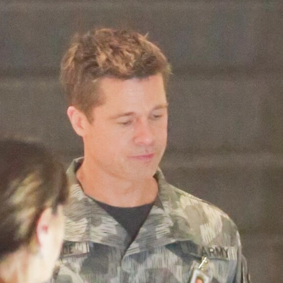 Exclusif - Brad Pitt sur le tournage de son nouveau film de science-fiction 'Ad Adstra' à Los Angeles le 18 aout 2017.