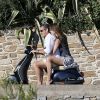 Exclusif -  Nicolas Sarkozy, sa femme Carla Bruni-Sarkozy et leur fille Giulia sont sur la plage de Cavalières au pied du Cap Nègre, le 14 juillet 2014, pendant leurs vacances.