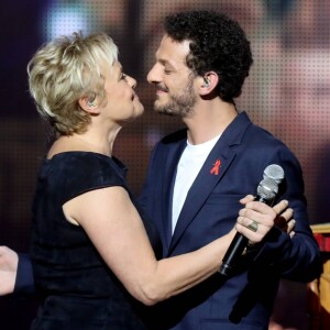 Exclusif - Muriel Robin et Vincent Dedienne - Tournage de l'émission "Tous au Moulin Rouge pour le Sidaction" au Moulin Rouge à Paris le 20 mars 2017. © Cyril Moreau - Dominique Jacovides / Bestimage