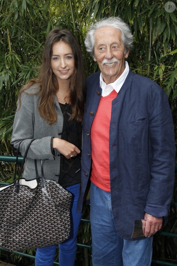 Jean Rochefort avec sa fille Clémence à Roland-Garros en 2012