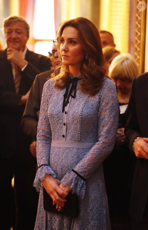 Catherine Kate Middleton (enceinte) , duchesse de Cambridge à la réception "World mental health day" au palais de Buckingham à Londres le 10 octobre 2017.