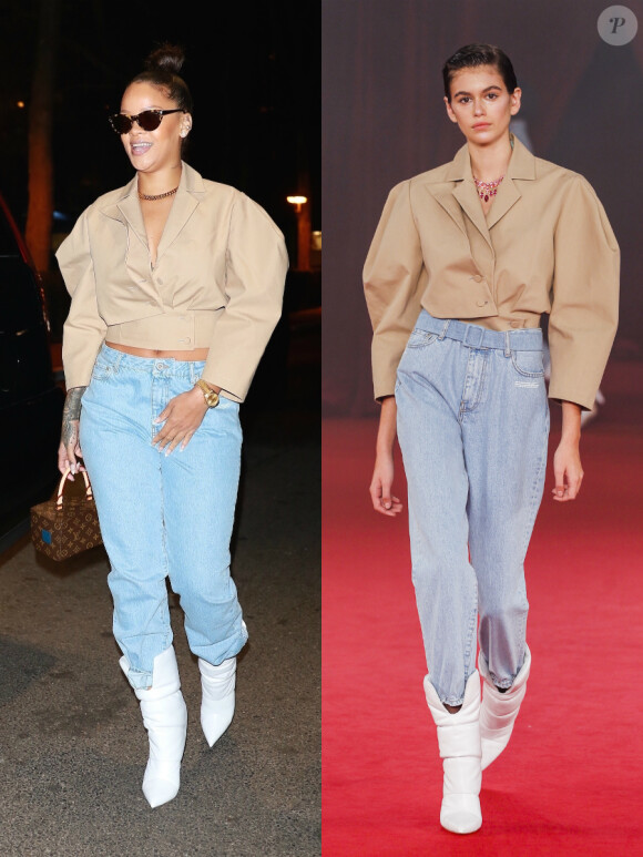 Rihanna et Kaia Gerber, entièrement habillées en Off-White™ (collection printemps-été 2018).