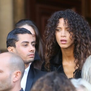 Noémie Lenoir assiste aux obsèques de Hervé Léger (né Hervé Peugnet) en l'église de Saint-Germain-des-Prés. Paris, le 13 octobre 2017.