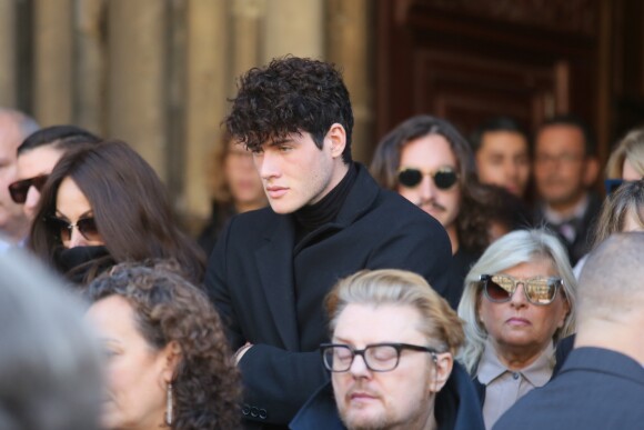 Raphaël Say assiste aux obsèques de Hervé Léger (né Hervé Peugnet) en l'église de Saint-Germain-des-Prés. Paris, le 13 octobre 2017.