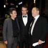 Thomas Langmann, Jean Dujardin et Harvey Weinstein à Londres en octobre 2011.