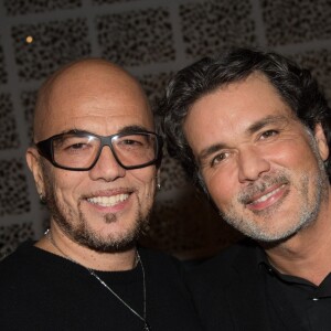 Pascal Obispo et Christophe Barratier - Pascal Obispo fête ses 50 ans au restaurant Victoria 1836 à Paris, le 8 janvier 2015.